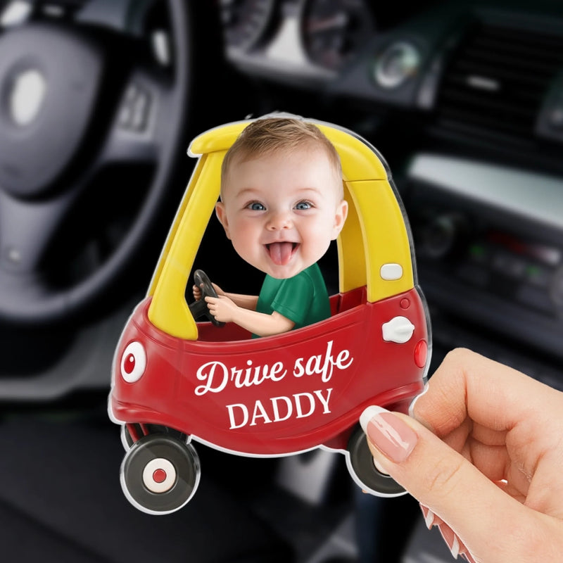 Custom Photo Acrylic Car Visor Clip - Personalized Father's Day Gifts For Dad, Grandpa - Precious Cargo In His Heart