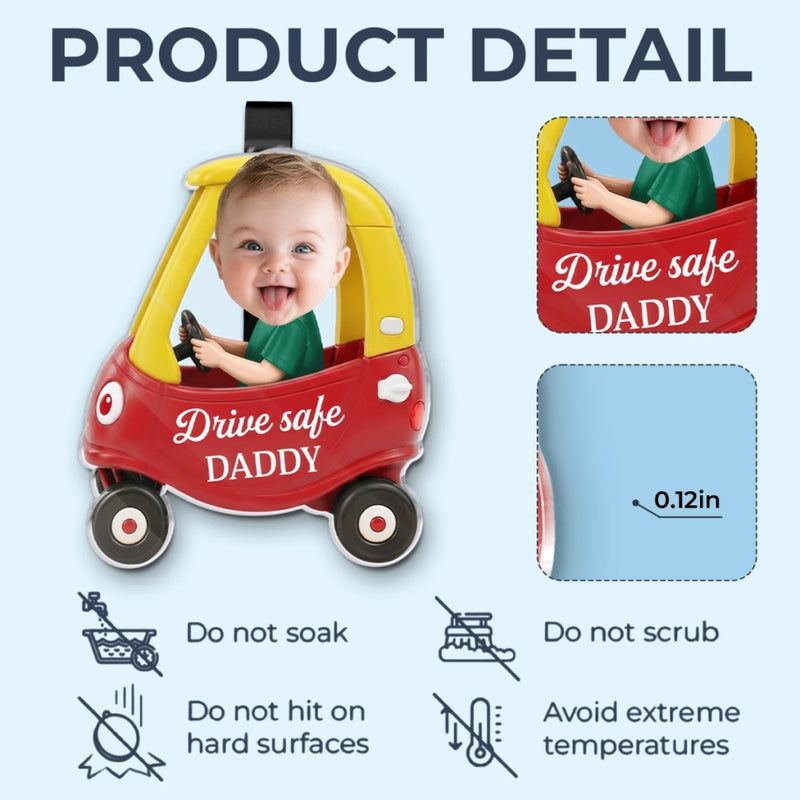 Custom Photo Acrylic Car Visor Clip - Personalized Father's Day Gifts For Dad, Grandpa - Precious Cargo In His Heart