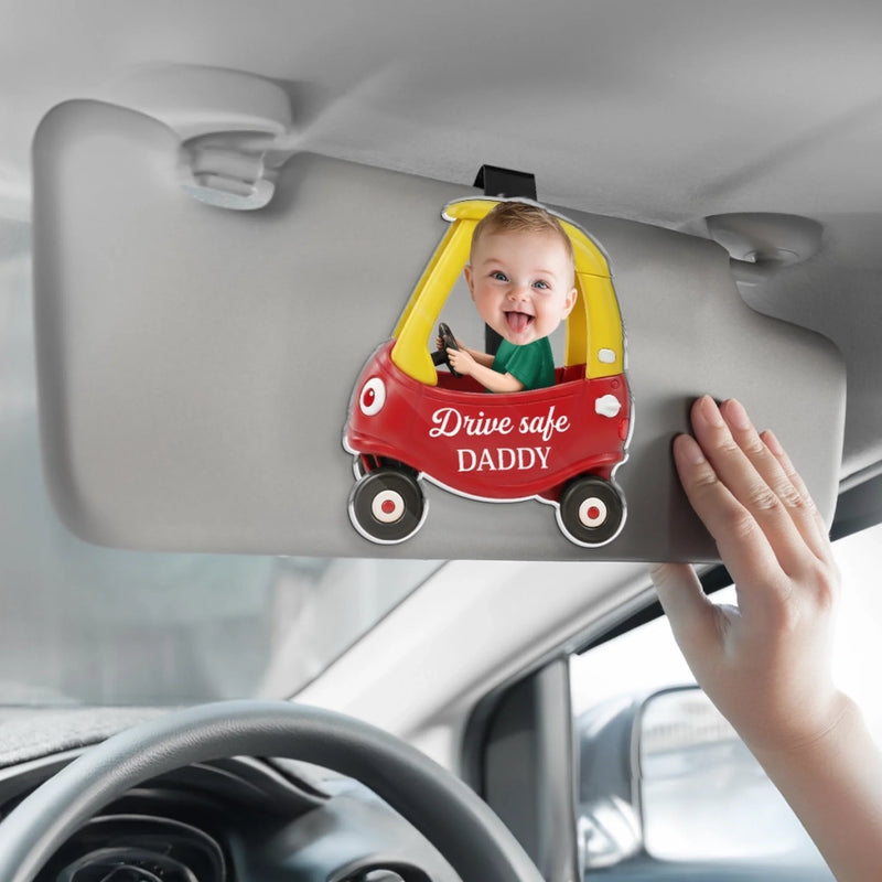 Custom Photo Acrylic Car Visor Clip - Personalized Father's Day Gifts For Dad, Grandpa - Precious Cargo In His Heart