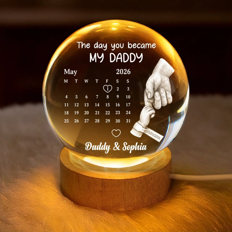 Custom Crystal Globe Lamp - Personalized Father's Day, Baby Shower, Gender Reveal Gifts For New Moms, New Dads, New Parents - Our Little Angel