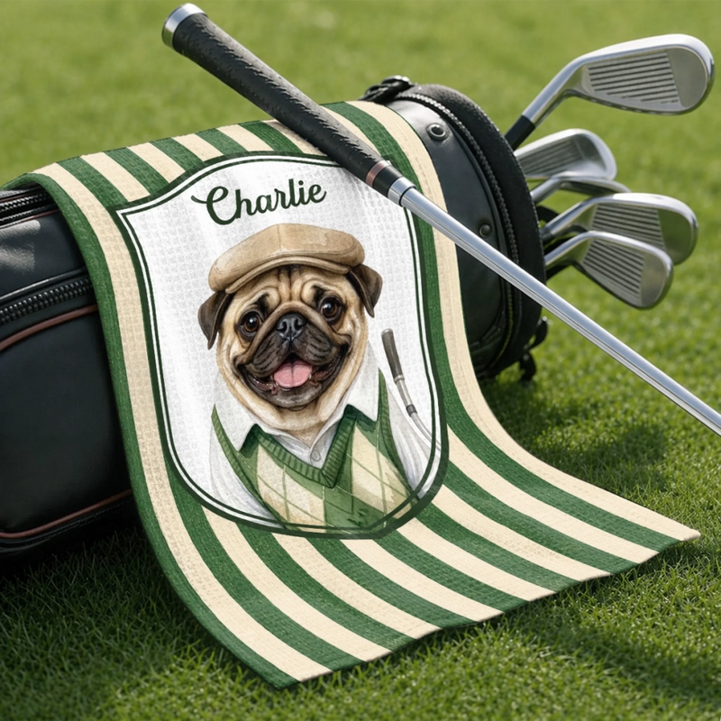 Custom Photo Golf Towel - Personalized Father's Day Birthday Golf Gifts For Dog Lovers, Dog Dad And Mom - Golf Mode Always On