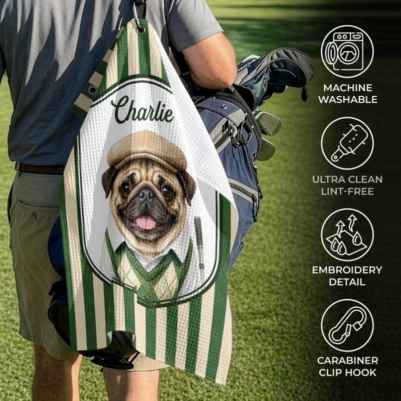 Custom Photo Golf Towel - Personalized Father's Day Birthday Golf Gifts For Dog Lovers, Dog Dad And Mom - Golf Mode Always On