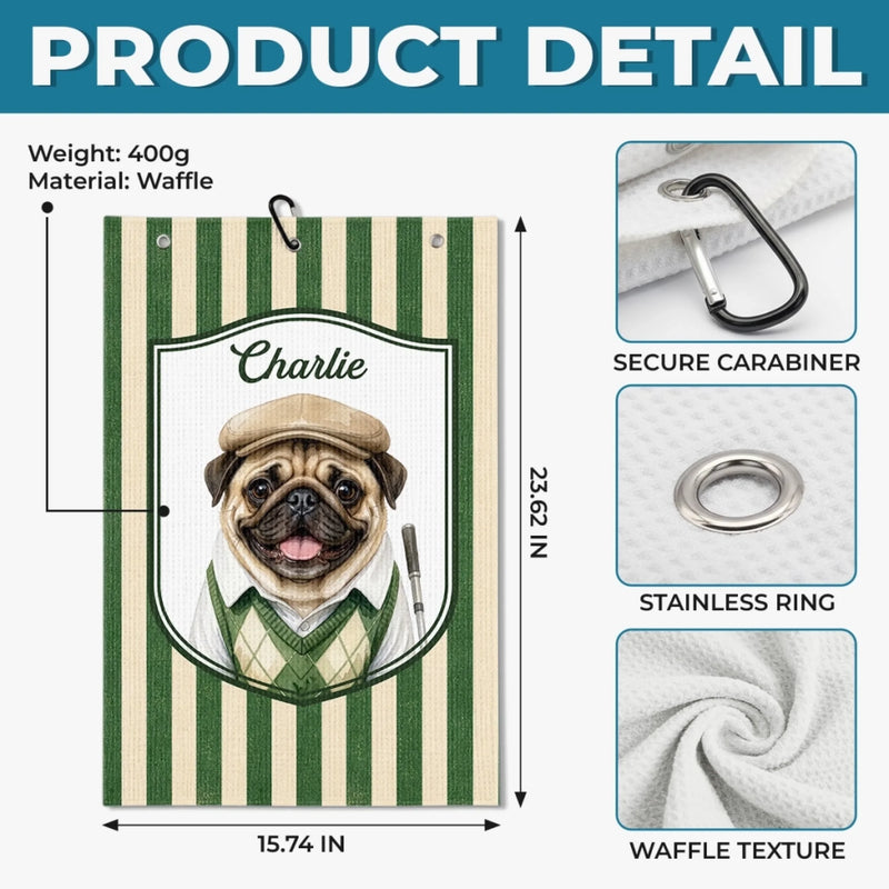 Custom Photo Golf Towel - Personalized Father's Day Birthday Golf Gifts For Dog Lovers, Dog Dad And Mom - Golf Mode Always On