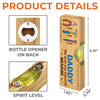 Custom Wooden Bottle Opener With Built-in Spirit Level - Personalized Father's Day Birthday Gifts For Dad, Grandpa - Dad Is Strength And Love