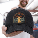 Custom Vintage Washed Denim Baseball Cap - Personalized Father's Day Gifts For Dog Lovers, Dog Dad And Mom - Dog Walks, Mountain Talks