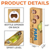 Custom Wooden Bottle Opener With Built-in Spirit Level - Personalized Father's Day Birthday Gifts For Dad, Grandpa - Dad Always Leads The Way