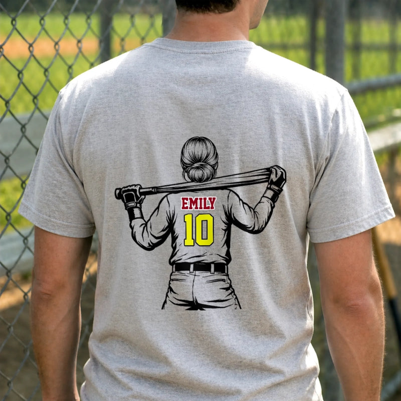 Custom Unisex T-shirt - Personalized Mother's Day, Father's Day Gifts For Mom, Grandma, Dad, Grandpa - Live, Love, Softball