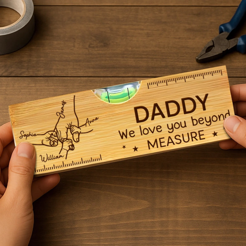 Custom Wooden Bottle Opener With Built-in Spirit Level - Personalized Father's Day Birthday Gifts For Dad, Grandpa - Dad Is Always The Answer