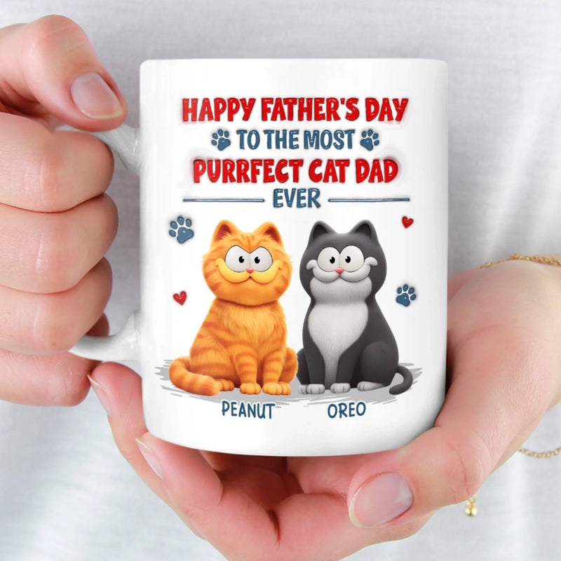 Custom 3D Inflated Effect Printed Mug - Personalized Father's Day Birthday Gifts For Cat Lovers, Cat Mom And Dad - Pawsitively Purrfect Moments