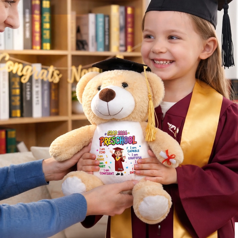 Custom Graduation Plush Bear - Personalized Graduation Gifts For Kids - Future Legend In A Tiny Cap