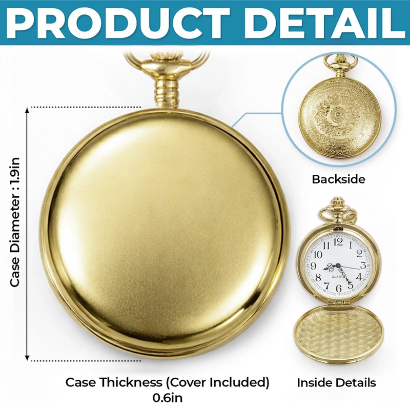 Custom Photo Pocket Watch - Personalized Father's Day, Baby Shower, Gender Reveal Gifts For New Dads, Grandpas - Love At First Ultrasound