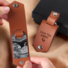 Custom Photo Engraved Leather Keychain - Personalized Father's Day, Baby Shower, Gender Reveal Gifts For New Dads, Grandpas - Your Little Miracle Is On The Way