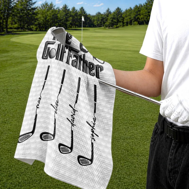 Custom Golf Towel - Personalized Father's Day Birthday Golf Gifts For Dad, Grandpa - One More Round Please