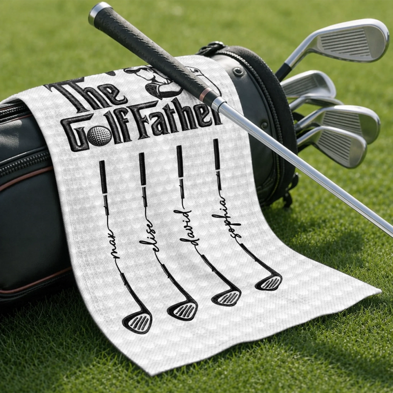 Custom Golf Towel - Personalized Father's Day Birthday Golf Gifts For Dad, Grandpa - One More Round Please