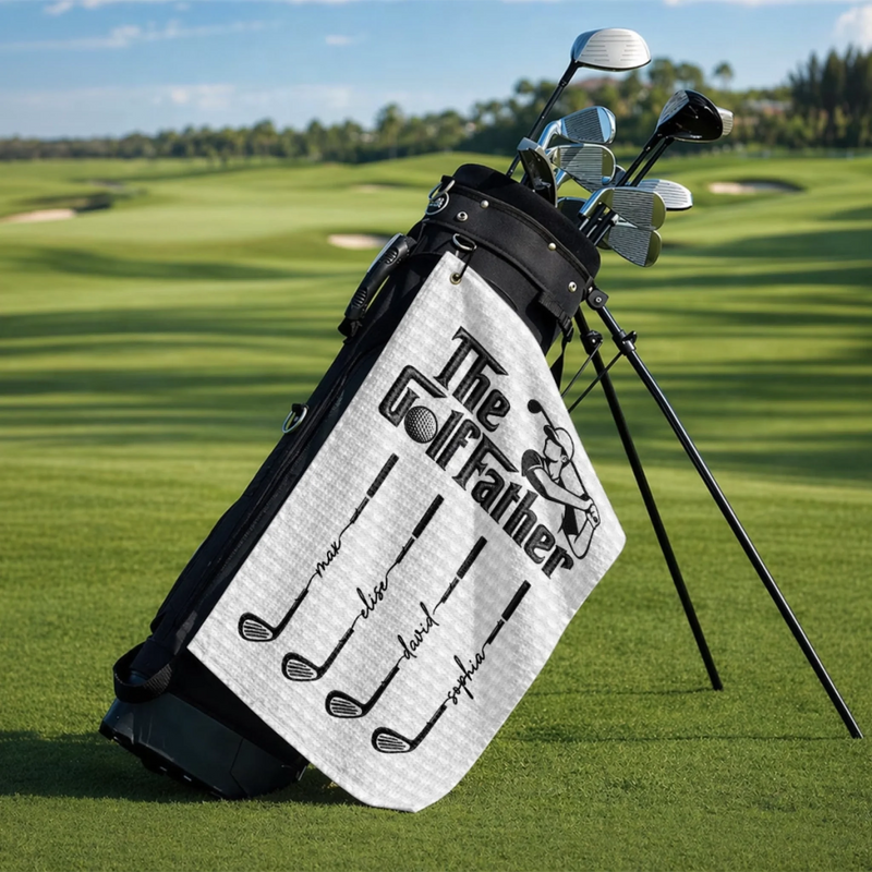 Custom Golf Towel - Personalized Father's Day Birthday Golf Gifts For Dad, Grandpa - One More Round Please