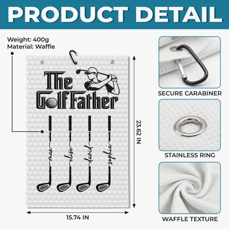 Custom Golf Towel - Personalized Father's Day Birthday Golf Gifts For Dad, Grandpa - One More Round Please