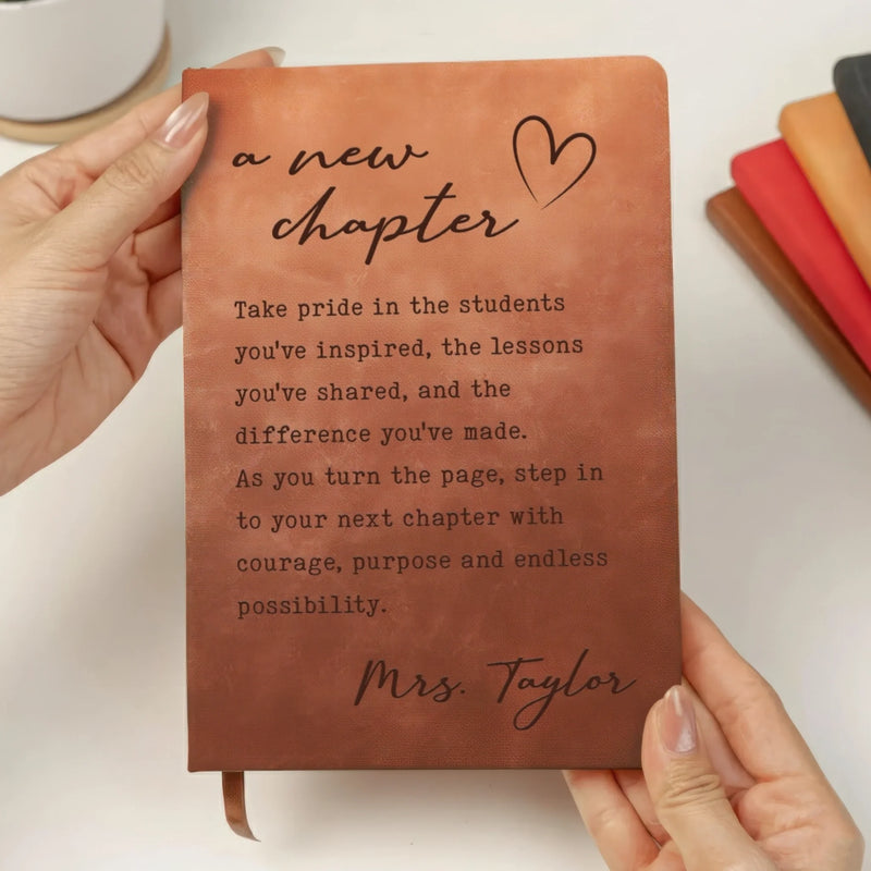 Custom Leather Writing Journal - Personalized Birthday Gifts For Teachers - Appreciation Written From The Heart