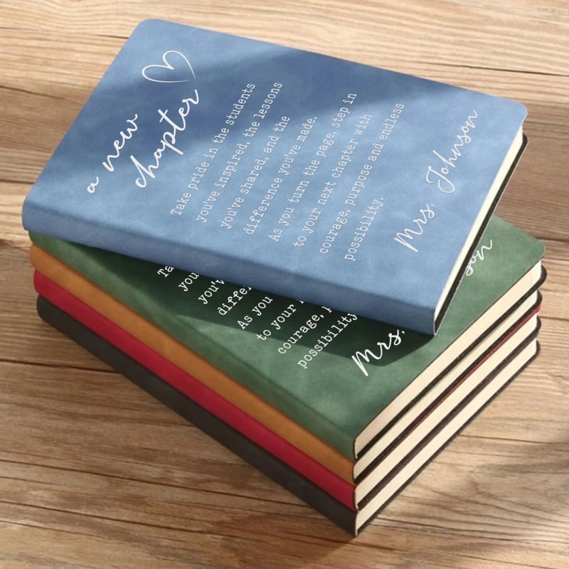 Custom Leather Writing Journal - Personalized Birthday Gifts For Teachers - Appreciation Written From The Heart
