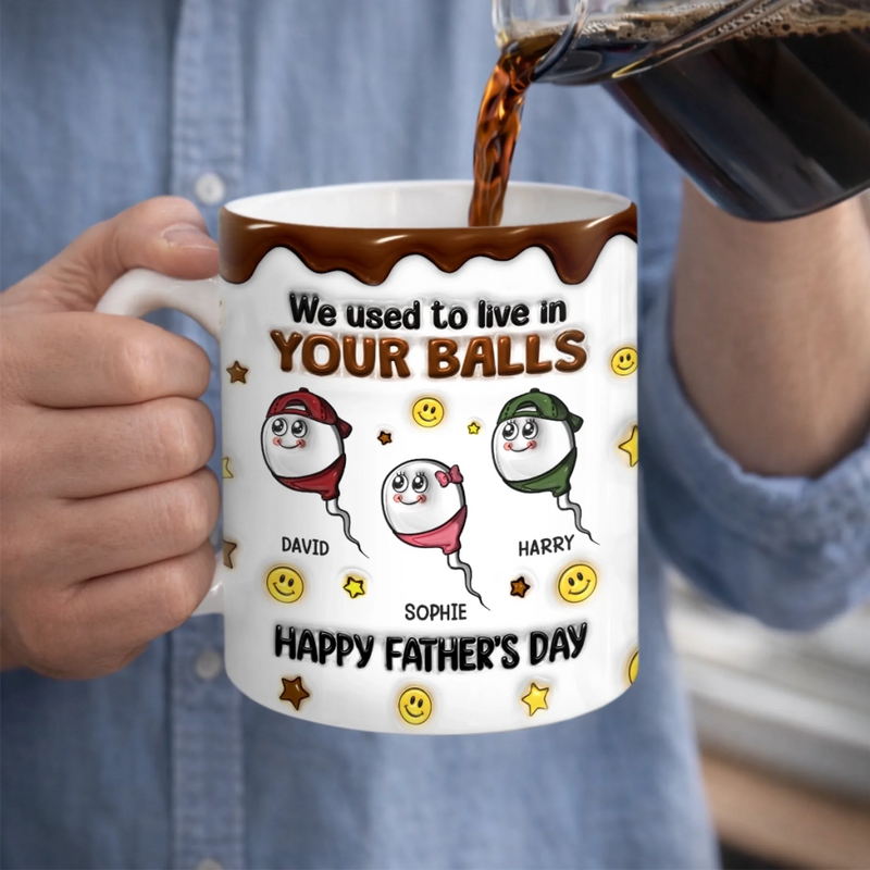 Custom 3D Inflated Effect Printed Mug - Personalized Father's Day Birthday Gifts For Dad - Cheers To The Best Dad