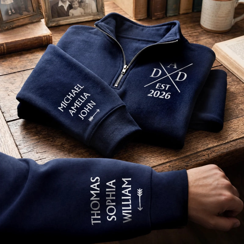 Custom Unisex Quarter Zip Sweatshirt - Personalized Father's Day Birthday Gifts For Dad, Grandpa - Loved By Little Legends