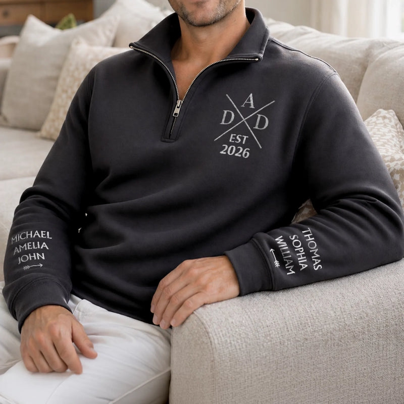 Custom Unisex Quarter Zip Sweatshirt - Personalized Father's Day Birthday Gifts For Dad, Grandpa - Loved By Little Legends