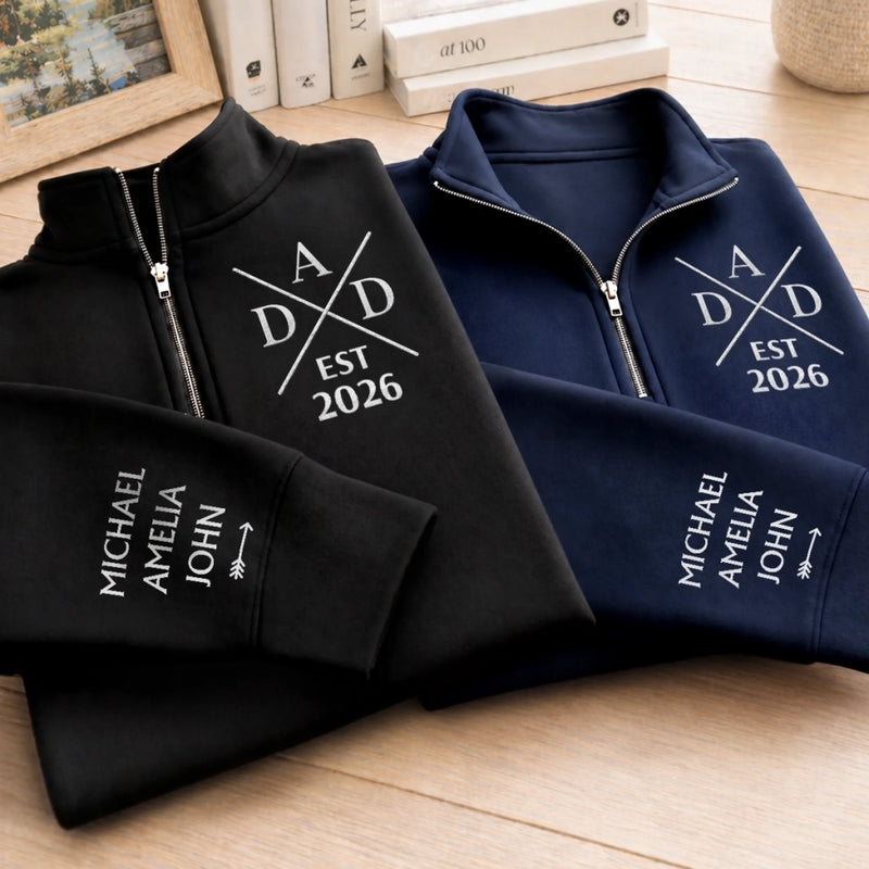 Custom Unisex Quarter Zip Sweatshirt - Personalized Father's Day Birthday Gifts For Dad, Grandpa - Loved By Little Legends