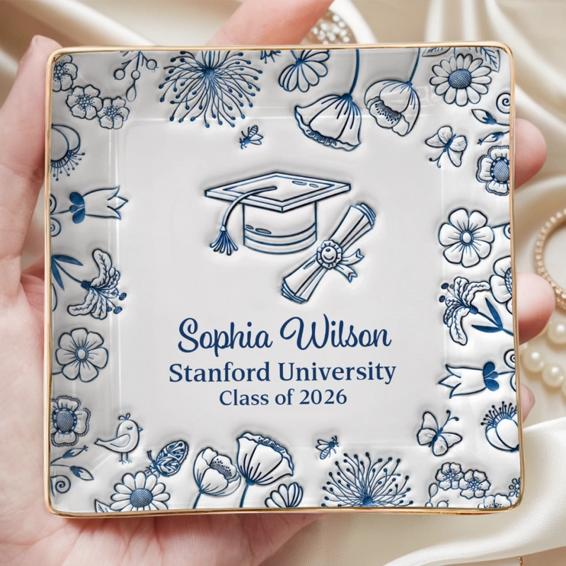 Custom 3D Inflated Effect Printed Full-Print Jewelry Dish - Personalized Graduation Gifts For Her, Him - A Bright Future Looks Good
