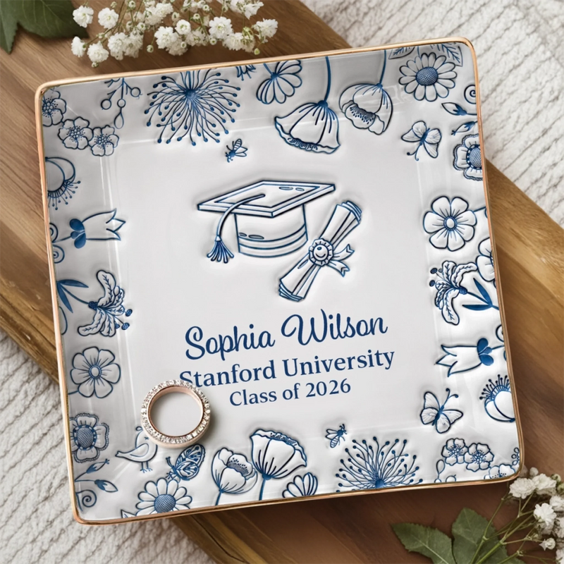 Custom 3D Inflated Effect Printed Full-Print Jewelry Dish - Personalized Graduation Gifts For Her, Him - A Bright Future Looks Good