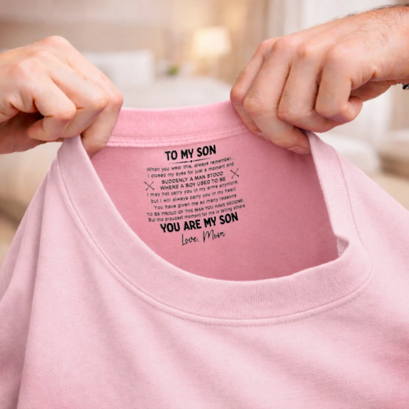 Custom Inside Neck Print T-Shirt - Personalized Birthday Gifts For Son, Grandson - My Son, My Greatest Blessing