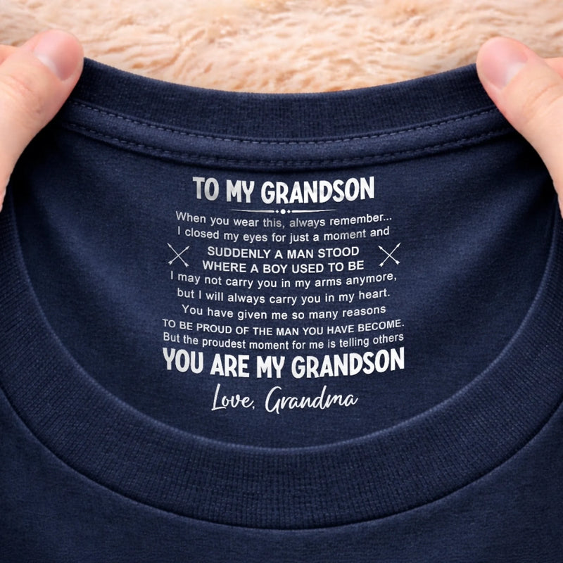 Custom Inside Neck Print T-Shirt - Personalized Birthday Gifts For Son, Grandson - My Son, My Greatest Blessing