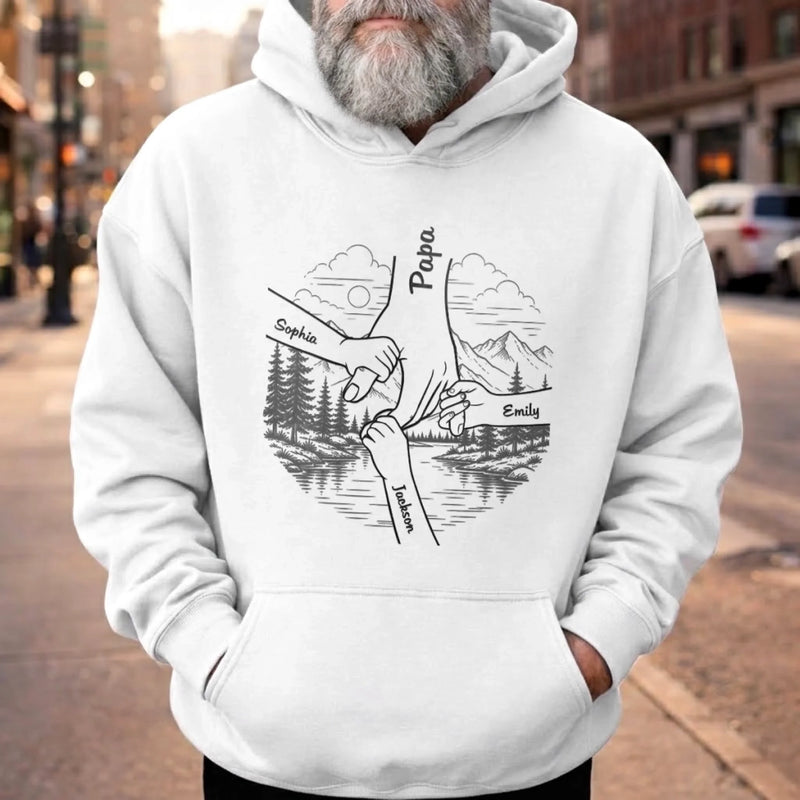 Custom Unisex T-shirt, Premium T-shirt, Hoodie - Personalized Father's Day Gifts For Dad, Grandpa - Holding Hands, Holding Hearts