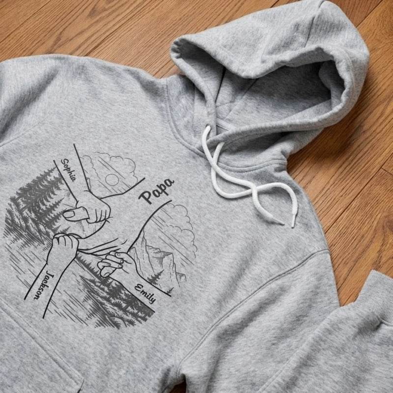 Custom Unisex T-shirt, Premium T-shirt, Hoodie - Personalized Father's Day Gifts For Dad, Grandpa - Holding Hands, Holding Hearts