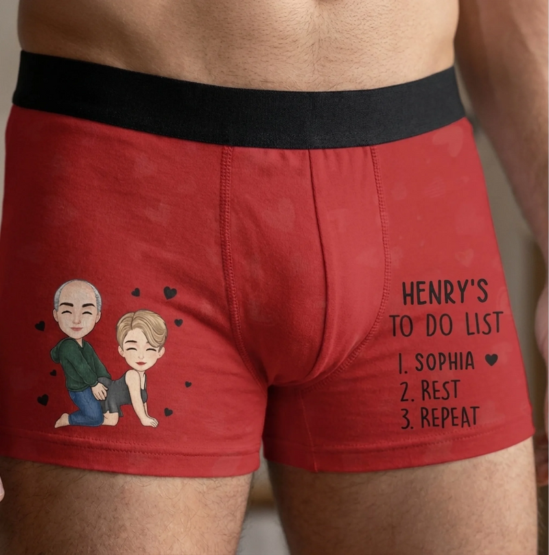 Custom Boxer Briefs, Men's Boxers - Personalized Anniversary Wedding Gifts For Husband And Wife, Him And Her - His Daily Reminder
