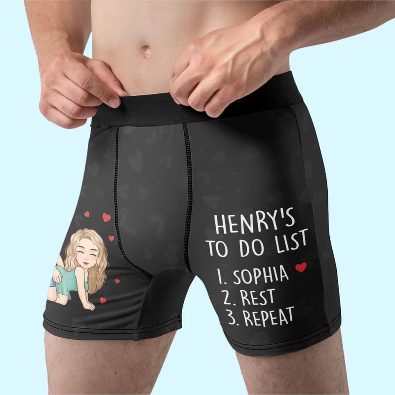 Custom Boxer Briefs, Men's Boxers - Personalized Anniversary Wedding Gifts For Husband And Wife, Him And Her - His Daily Reminder
