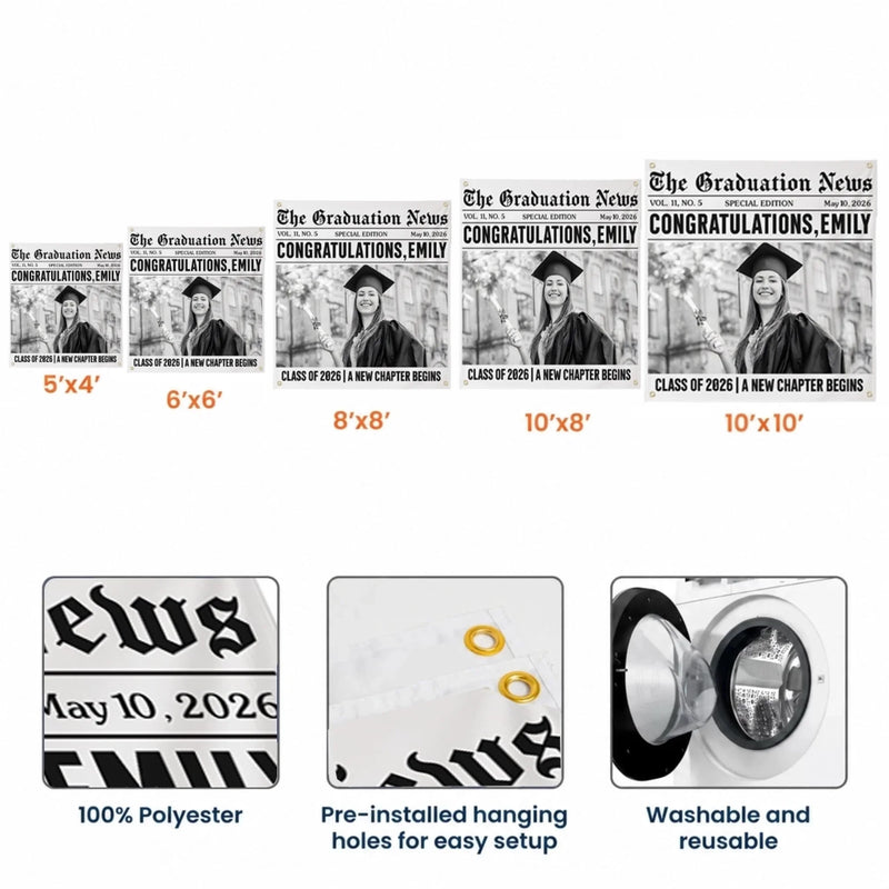 Custom Photo Backdrop - Personalized Graduation Gifts For Him, Her - Her Milestone Made The News