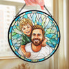 Custom Photo Stained Glass Window Hanging Suncatcher - Personalized Father's Day Birthday Gifts For Dad, Grandpa - Dad Always Our Hero