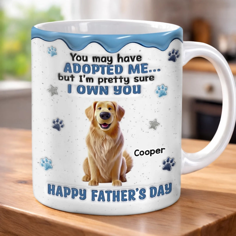 Custom 3D Inflated Effect Printed Mug - Personalized Father's Day Gifts For Dog Cat Lovers, Dog Dad And Mom, Cat Owners - Living The Dog Dad Dream