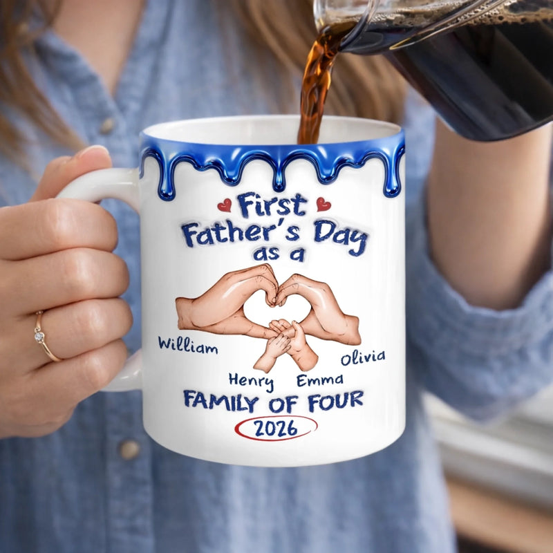 Custom 3D Inflated Effect Printed Mug - Personalized Father's Day Gifts For New Dad - Dad Life Starts Here