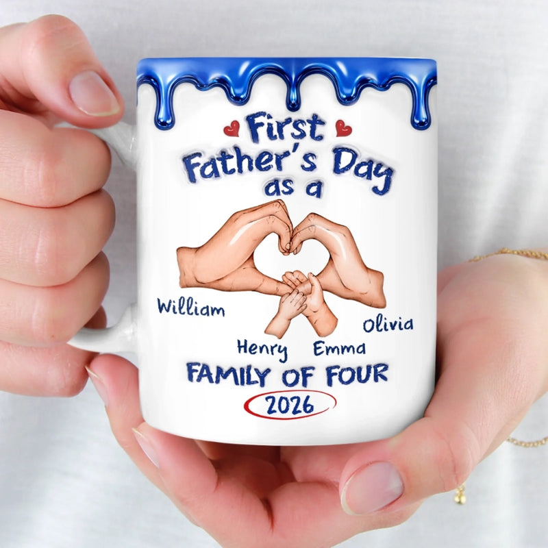 Custom 3D Inflated Effect Printed Mug - Personalized Father's Day Gifts For New Dad - Dad Life Starts Here