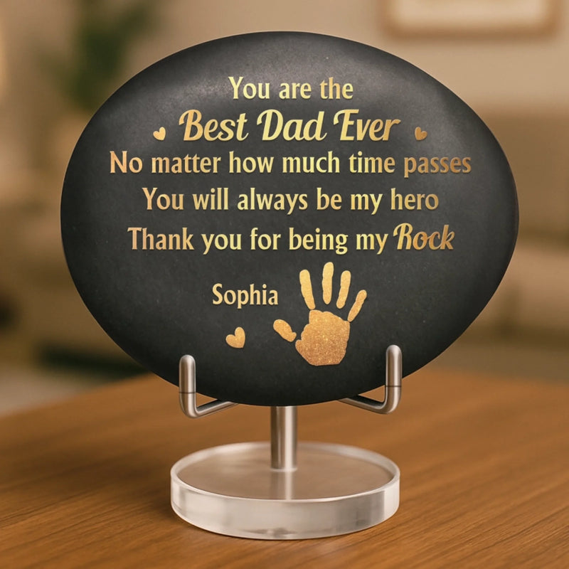 Custom Printed Rock - Personalized Father's Day Gifts For Dad, Grandpa - Memories Carved In Stone