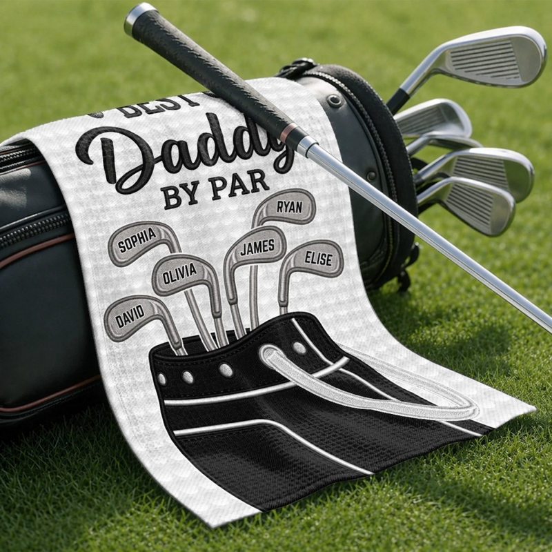 Custom Golf Towel - Personalized Father's Day Birthday Golf Gifts For Dad, Grandpa - Good Vibes And Fairways