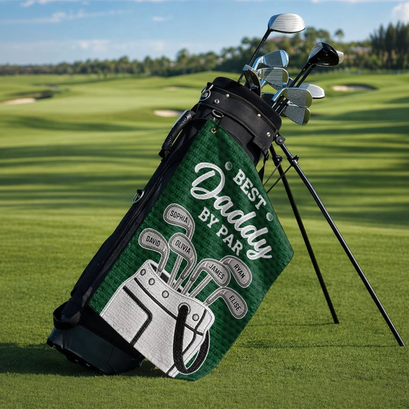 Custom Golf Towel - Personalized Father's Day Birthday Golf Gifts For Dad, Grandpa - Good Vibes And Fairways