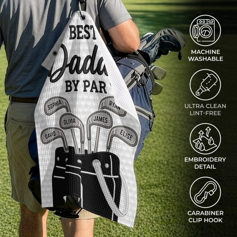 Custom Golf Towel - Personalized Father's Day Birthday Golf Gifts For Dad, Grandpa - Good Vibes And Fairways