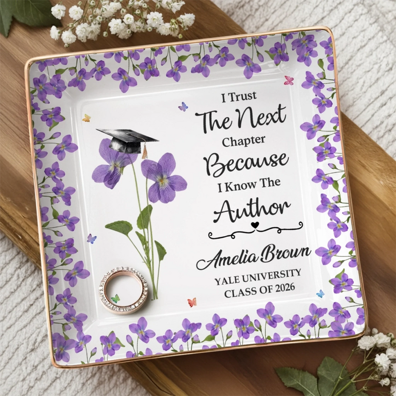 Custom Full-Print Jewelry Dish - Personalized Graduation Gifts For Him, Her - Dream Big, Bloom Bigger