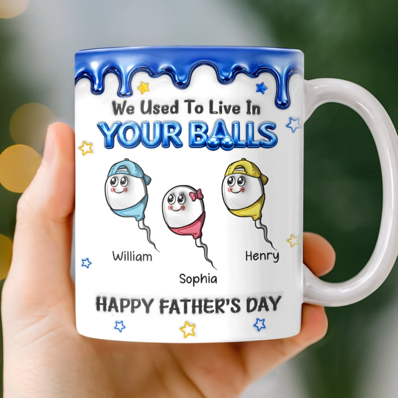 Custom 3D Inflated Effect Printed Mug - Personalized Father's Day Birthday Gifts For Dad - From Balls To Family