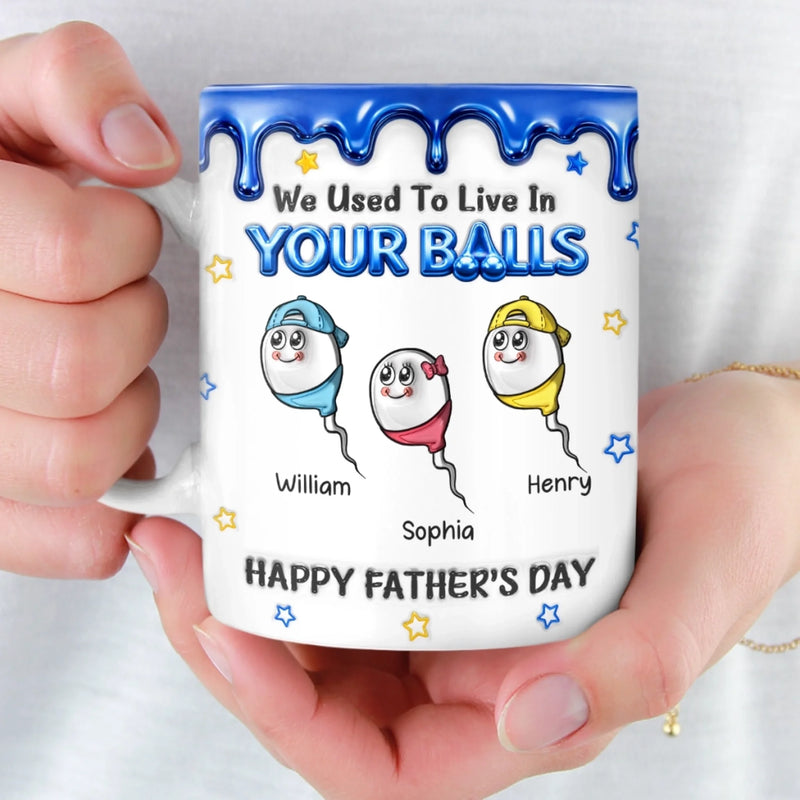 Custom 3D Inflated Effect Printed Mug - Personalized Father's Day Birthday Gifts For Dad - From Balls To Family