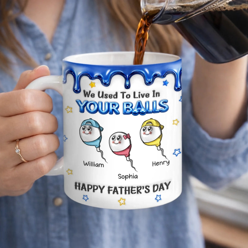 Custom 3D Inflated Effect Printed Mug - Personalized Father's Day Birthday Gifts For Dad - From Balls To Family