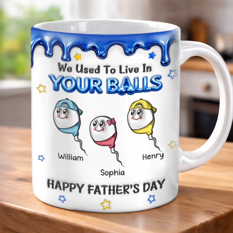 Custom 3D Inflated Effect Printed Mug - Personalized Father's Day Birthday Gifts For Dad - From Balls To Family