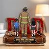 Custom 2-Layered Wooden Plaque - Personalized Father's Day Birthday Gifts For Dad, Grandpa, Firefighter - Courage Runs In The Family
