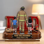 Custom 2-Layered Wooden Plaque - Personalized Father's Day Birthday Gifts For Dad, Grandpa, Firefighter - Courage Runs In The Family